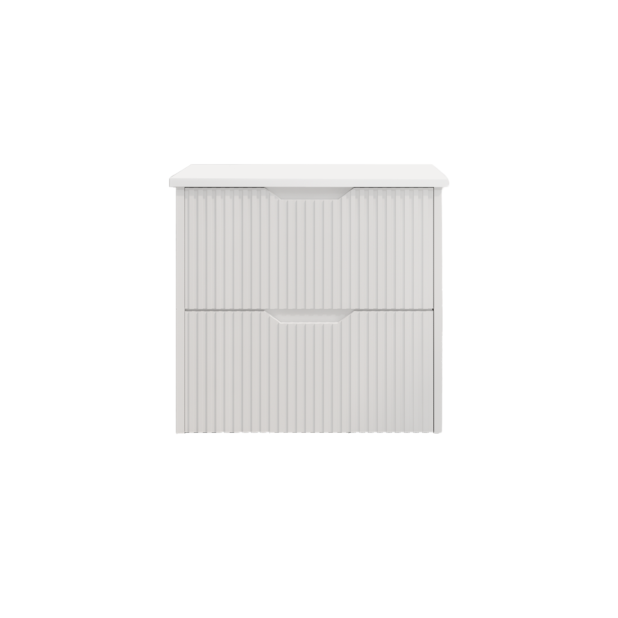 Upgrade your bathroom with the Bali 600mm Wall Hung Vanity. Matt White finish, fluted design, soft-close drawers and premium top options.-Vanity-Pure White Stone Top-Ezymall AU