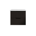 Load image into Gallery viewer, Upgrade your bathroom with the Bali 750mm Wall Hung Vanity. Matt Black finish, fluted design, soft-close drawers and premium top options.-Vanity-White Carrara Stone Top-Ezymall AU
