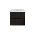 Load image into Gallery viewer, Upgrade your bathroom with the Bali 750mm Wall Hung Vanity. Matt Black finish, fluted design, soft-close drawers and premium top options.-Vanity-Handy Ceramic Top-Ezymall AU

