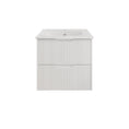 Load image into Gallery viewer, Upgrade your bathroom with the Bali 750mm Wall Hung Vanity. Matt White finish, fluted design, soft-close drawers and premium top options.-Vanity-Handy Ceramic Top-Ezymall AU
