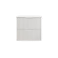 Load image into Gallery viewer, Upgrade your bathroom with the Bali 750mm Wall Hung Vanity. Matt White finish, fluted design, soft-close drawers and premium top options.-Vanity-Pure White Stone Top-Ezymall AU
