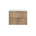 Load image into Gallery viewer, Upgrade your bathroom with the Bali 900mm Wall Hung Vanity. American Oak finish, fluted design, soft-close drawers and premium top options.-Vanity-White Carrara Stone Top-Ezymall AU
