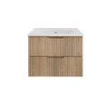 Load image into Gallery viewer, Upgrade your bathroom with the Bali 900mm Wall Hung Vanity. American Oak finish, fluted design, soft-close drawers and premium top options.-Vanity-Handy Ceramic Top-Ezymall AU
