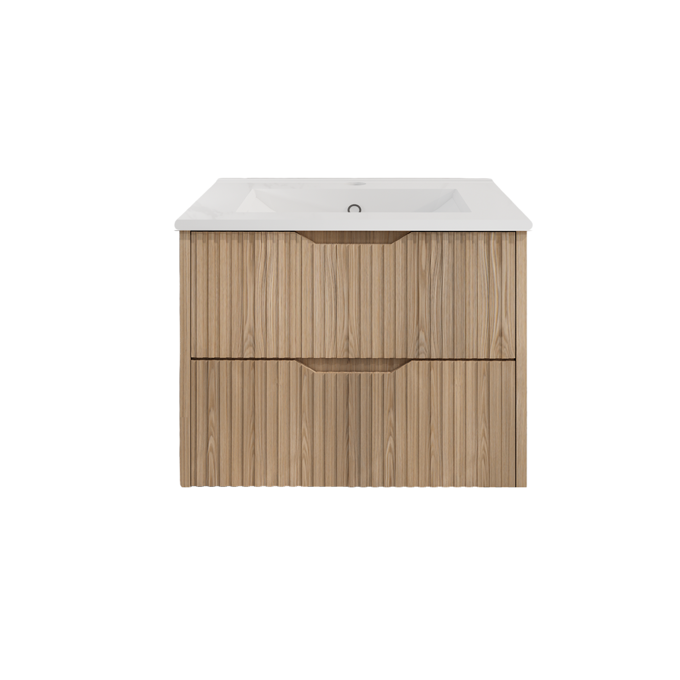 Upgrade your bathroom with the Bali 900mm Wall Hung Vanity. American Oak finish, fluted design, soft-close drawers and premium top options.-Vanity-Handy Ceramic Top-Ezymall AU