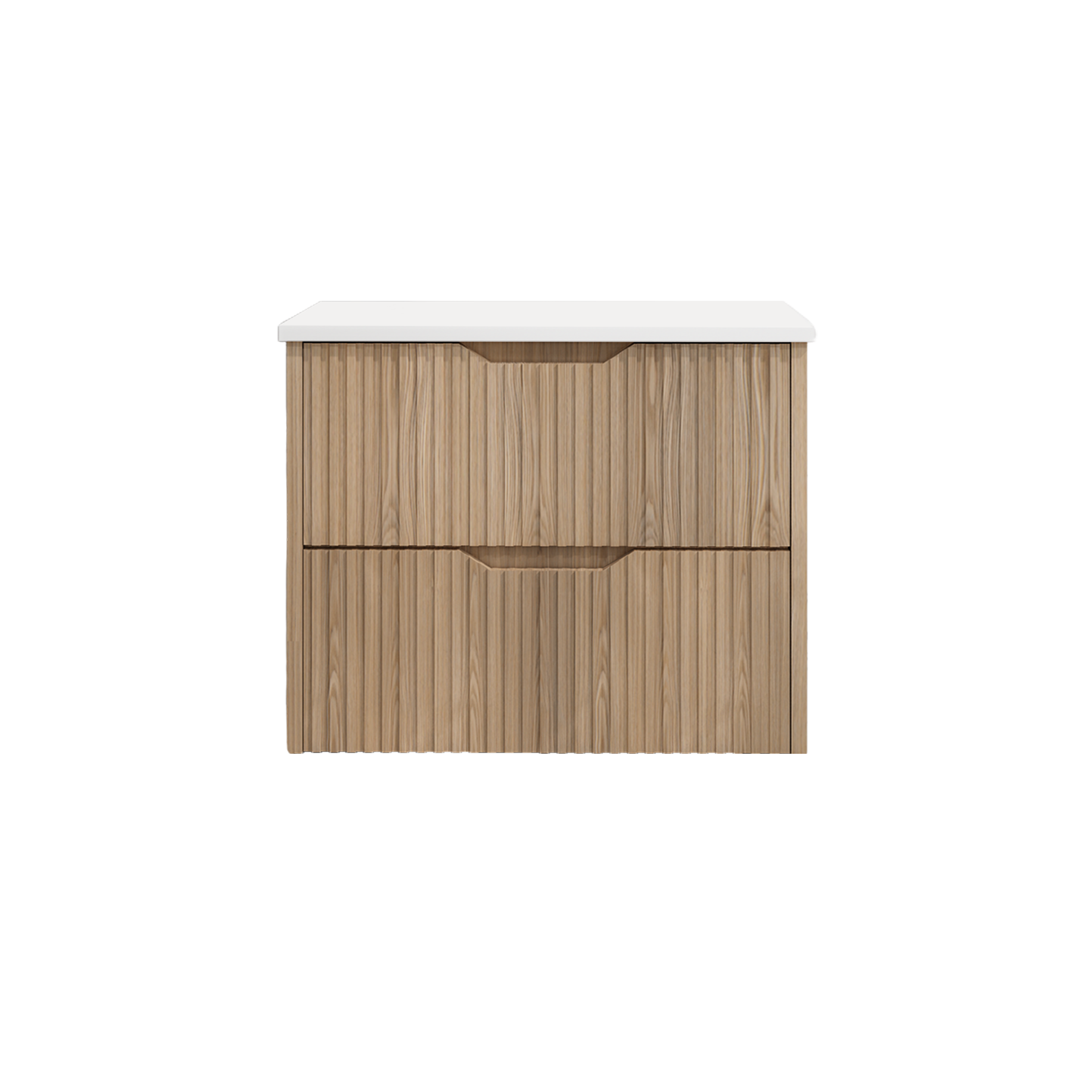 Upgrade your bathroom with the Bali 900mm Wall Hung Vanity. American Oak finish, fluted design, soft-close drawers and premium top options.-Vanity-Pure White Stone Top-Ezymall AU