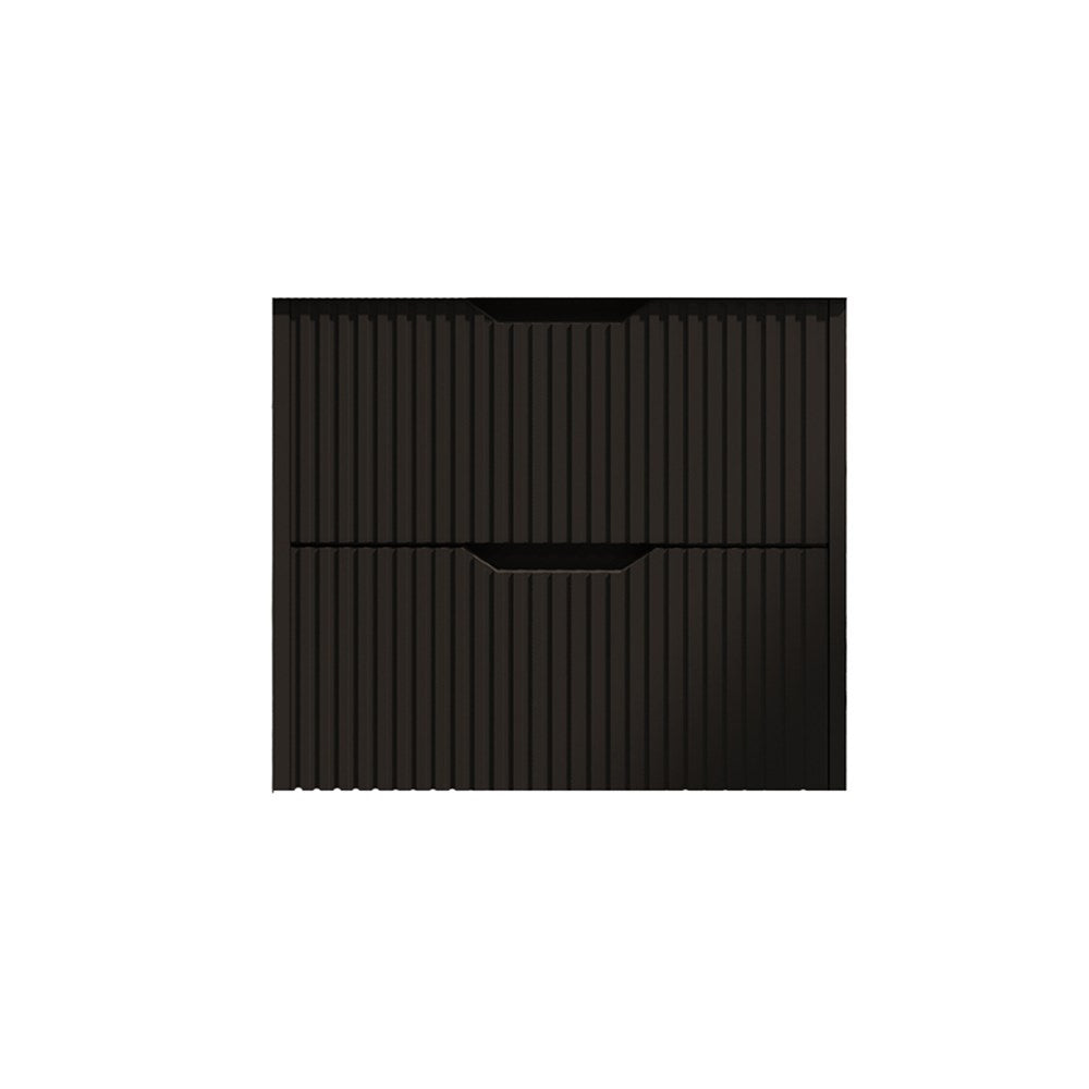 Upgrade your bathroom with the Bali 900mm Wall Hung Vanity. Matt Black finish, fluted design, soft-close drawers and premium top options.-Vanity-Cabinet Only-Ezymall AU