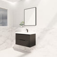 Load image into Gallery viewer, Upgrade your bathroom with the Bali 900mm Wall Hung Vanity. Matt Black finish, fluted design, soft-close drawers and premium top options.-Vanity-Handy Ceramic Top-Ezymall AU
