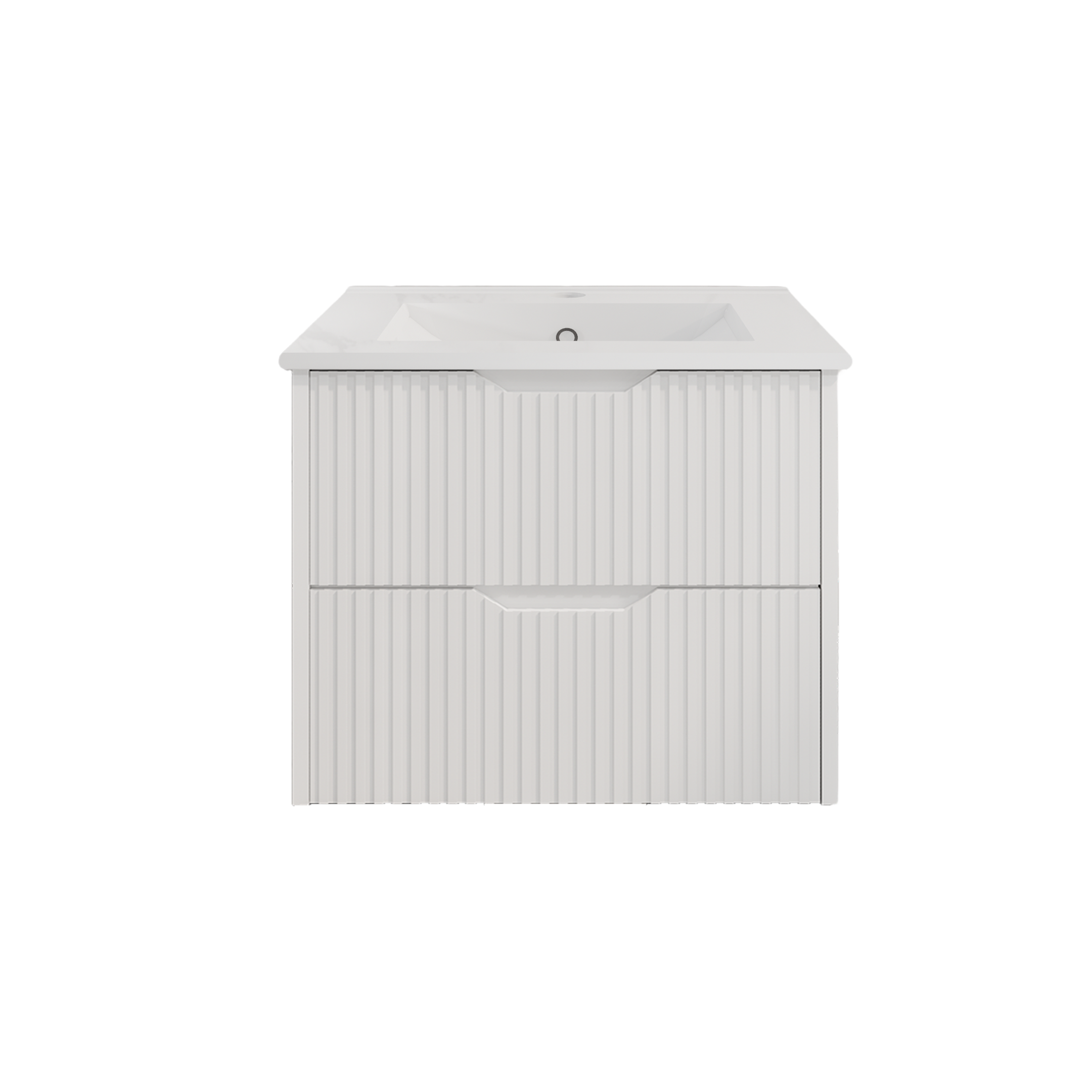 Upgrade your bathroom with the Bali 900mm Wall Hung Vanity. Matt White finish, fluted design, soft-close drawers and premium top options.-Vanity-Handy Ceramic Top-Ezymall AU