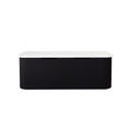Load image into Gallery viewer, 1200mm matte black fluted wall hung vanity with soft curved corners. Modern design with optional stone tops, perfect for contemporary bathrooms.-Vanity-White Carrara Stone Top-Ezymall AU
