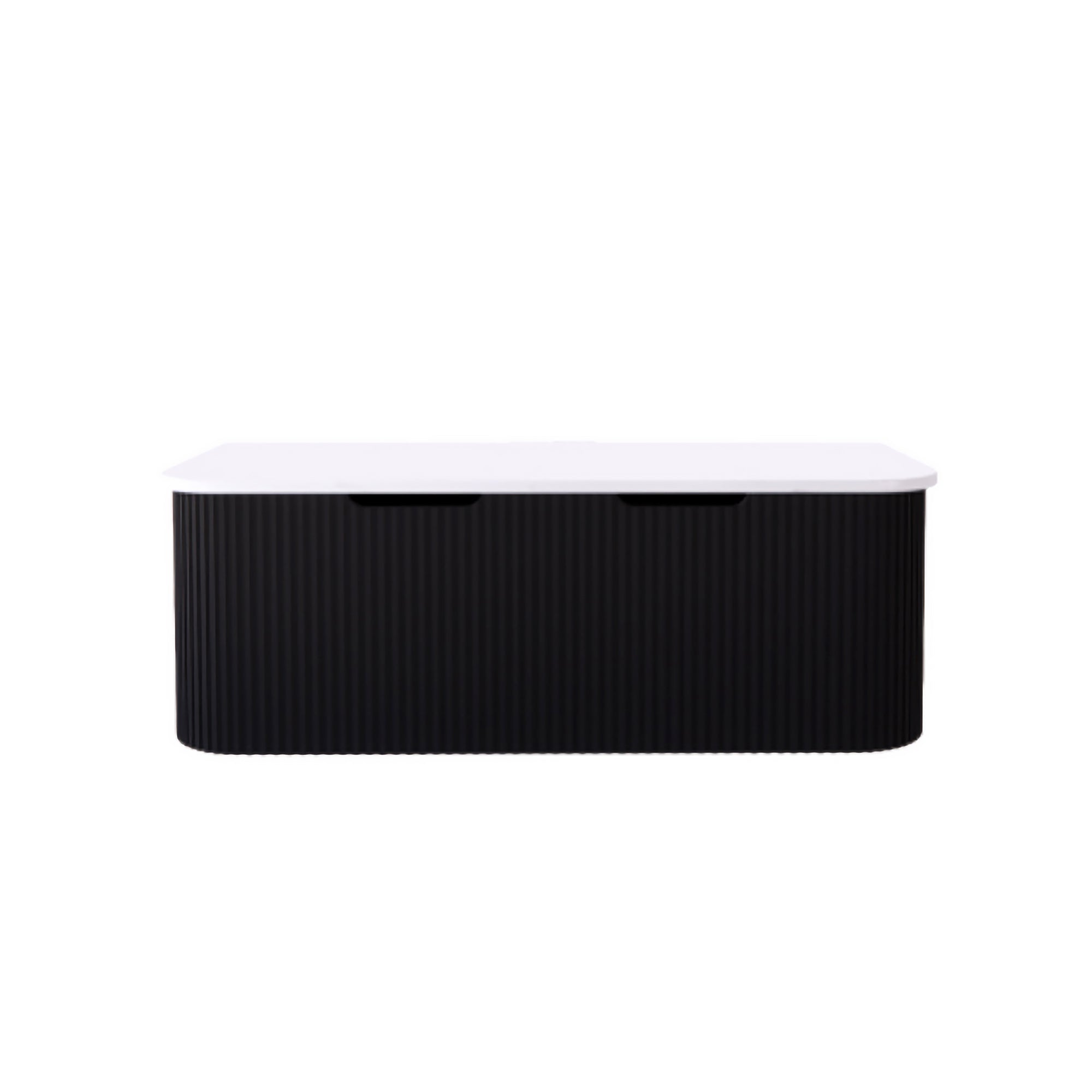 1200mm matte black fluted wall hung vanity with soft curved corners. Modern design with optional stone tops, perfect for contemporary bathrooms.-Vanity-Pure White Stone Top-Ezymall AU
