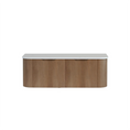 Load image into Gallery viewer, 1500mm matte solid timber wall hung vanity with soft curved corners. Modern design with optional stone tops, perfect for contemporary bathrooms.-Vanity-White Carrara Stone Top-Ezymall AU
