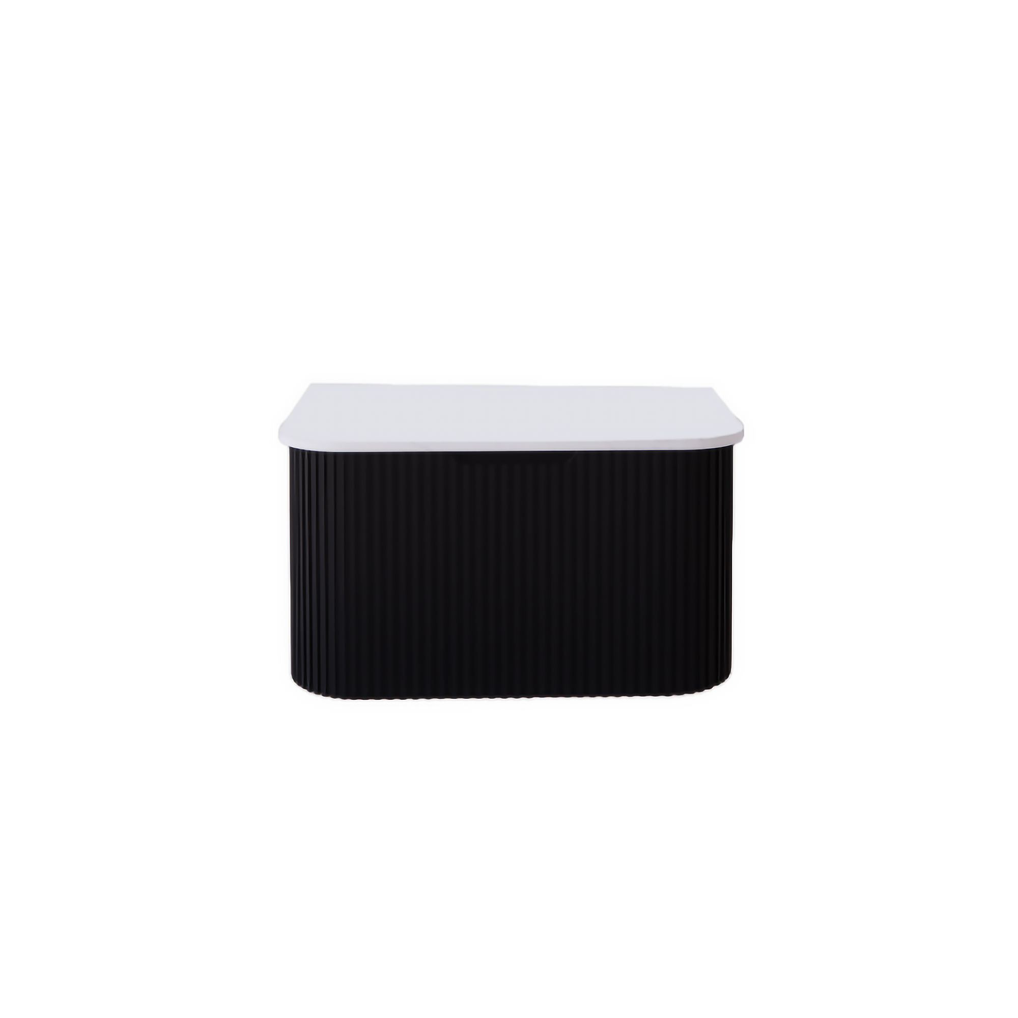 750mm matte black fluted wall hung vanity with soft curved corners. Modern design with optional stone tops, perfect for contemporary bathrooms.-Vanity-Pure White Stone Top-Ezymall AU