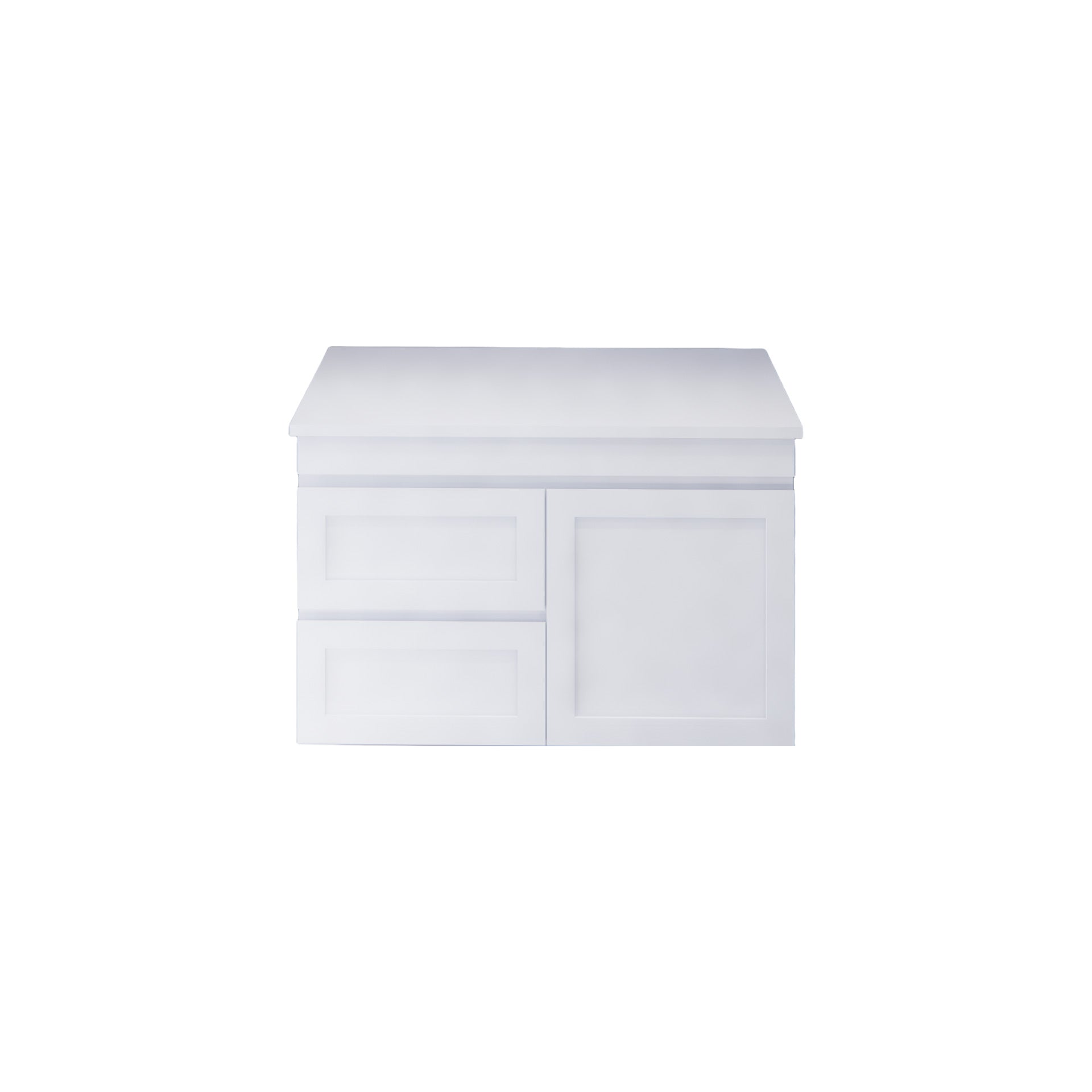 Upgrade your bathroom with the Miami 882mm Wall Hung Vanity. Fluted design, flexible storage and premium top options available.-Vanity-Left Hand Drawers-Pure White Stone Top-Ezymall AU
