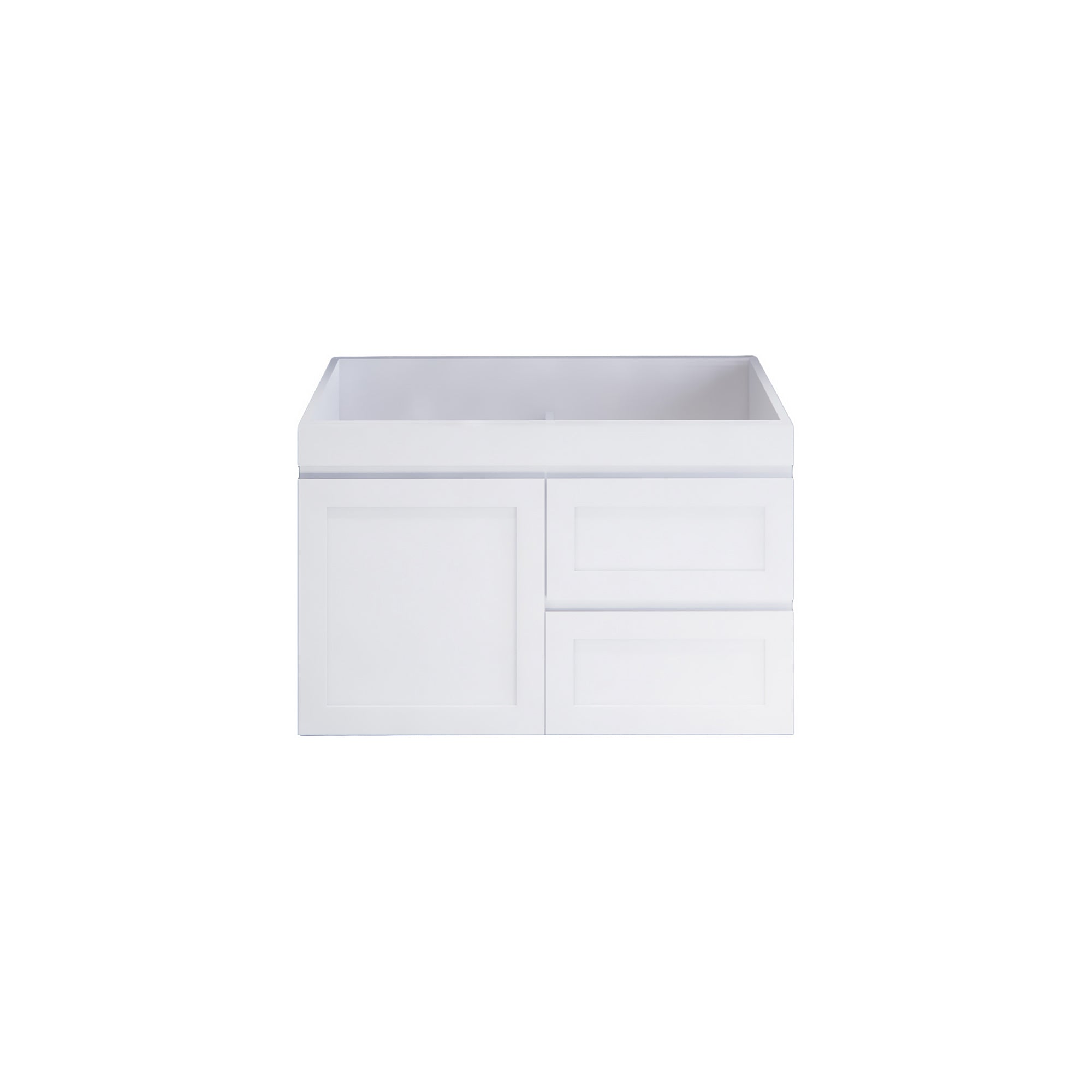 Upgrade your bathroom with the Miami 882mm Wall Hung Vanity. Fluted design, flexible storage and premium top options available.-Vanity-Right Hand Drawers-Cabinet Only-Ezymall AU