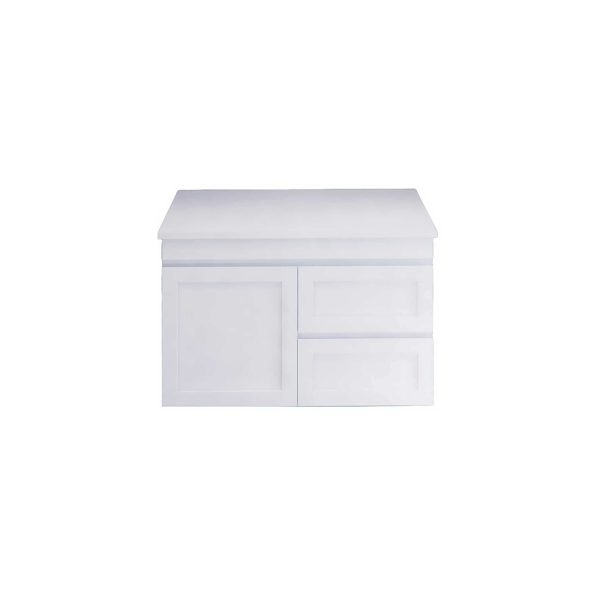 Upgrade your bathroom with the Miami 882mm Wall Hung Vanity. Fluted design, flexible storage and premium top options available.-Vanity-Right Hand Drawers-Pure White Stone Top-Ezymall AU