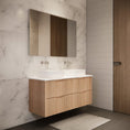 Load image into Gallery viewer, Upgrade your bathroom with the Bali 1200mm Wall Hung Vanity. American Oak finish, fluted design, spacious storage and premium top options.-Vanity-Cabinet Only-Ezymall AU
