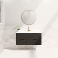 Load image into Gallery viewer, Upgrade your bathroom with the Bali 1200mm Wall Hung Vanity. Matt Black finish, fluted design, spacious storage and premium top options.-Vanity-Cabinet Only-Ezymall AU
