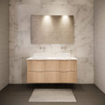 Load image into Gallery viewer, Upgrade your bathroom with the Bali 1500mm Double Bowl Wall Hung Vanity. American Oak finish, fluted design, spacious storage and premium top options.-Vanity-Cabinet Only-Ezymall AU
