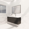 Load image into Gallery viewer, Upgrade your bathroom with the Bali 1500mm Wall Hung Vanity. Matt Black finish, fluted design and generous bench space.-Vanity-Cabinet Only-Ezymall AU
