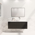 Load image into Gallery viewer, Upgrade your bathroom with the Bali 1500mm Wall Hung Vanity. Matt Black finish, fluted design and generous bench space.-Vanity-Cabinet Only-Ezymall AU
