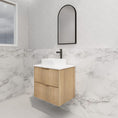 Load image into Gallery viewer, Upgrade your bathroom with the Bali 600mm Wall Hung Vanity. American Oak finish, fluted design, soft-close drawers and premium top options.-Vanity-Cabinet Only-Ezymall AU
