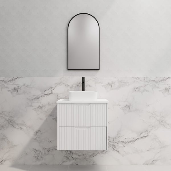 Upgrade your bathroom with the Bali 600mm Wall Hung Vanity. Matt White finish, fluted design, soft-close drawers and premium top options.-Vanity-Cabinet Only-Ezymall AU