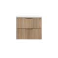 Load image into Gallery viewer, Upgrade your bathroom with the Bali 750mm Wall Hung Vanity. American Oak finish, fluted design, soft-close drawers and premium top options.-Vanity-Cabinet Only-Ezymall AU
