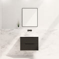 Load image into Gallery viewer, Upgrade your bathroom with the Bali 750mm Wall Hung Vanity. Matt Black finish, fluted design, soft-close drawers and premium top options.-Vanity-Cabinet Only-Ezymall AU

