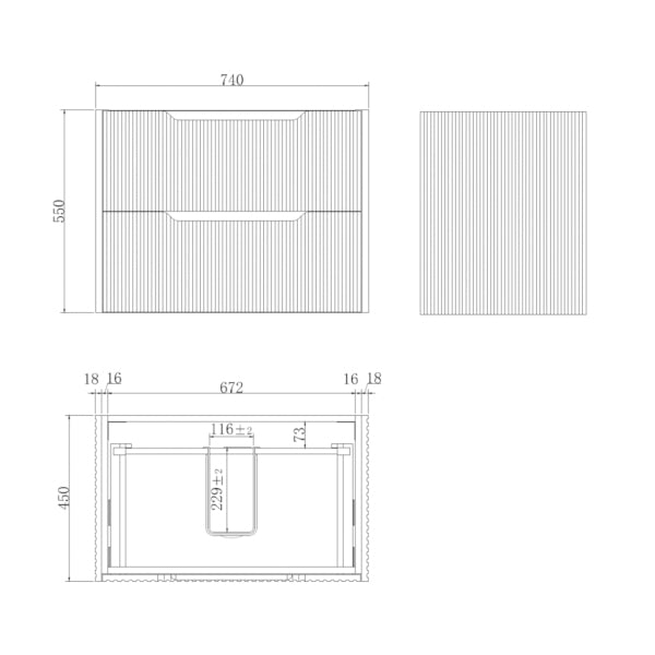 Upgrade your bathroom with the Bali 750mm Wall Hung Vanity. Matt White finish, fluted design, soft-close drawers and premium top options.-Vanity-Cabinet Only-Ezymall AU
