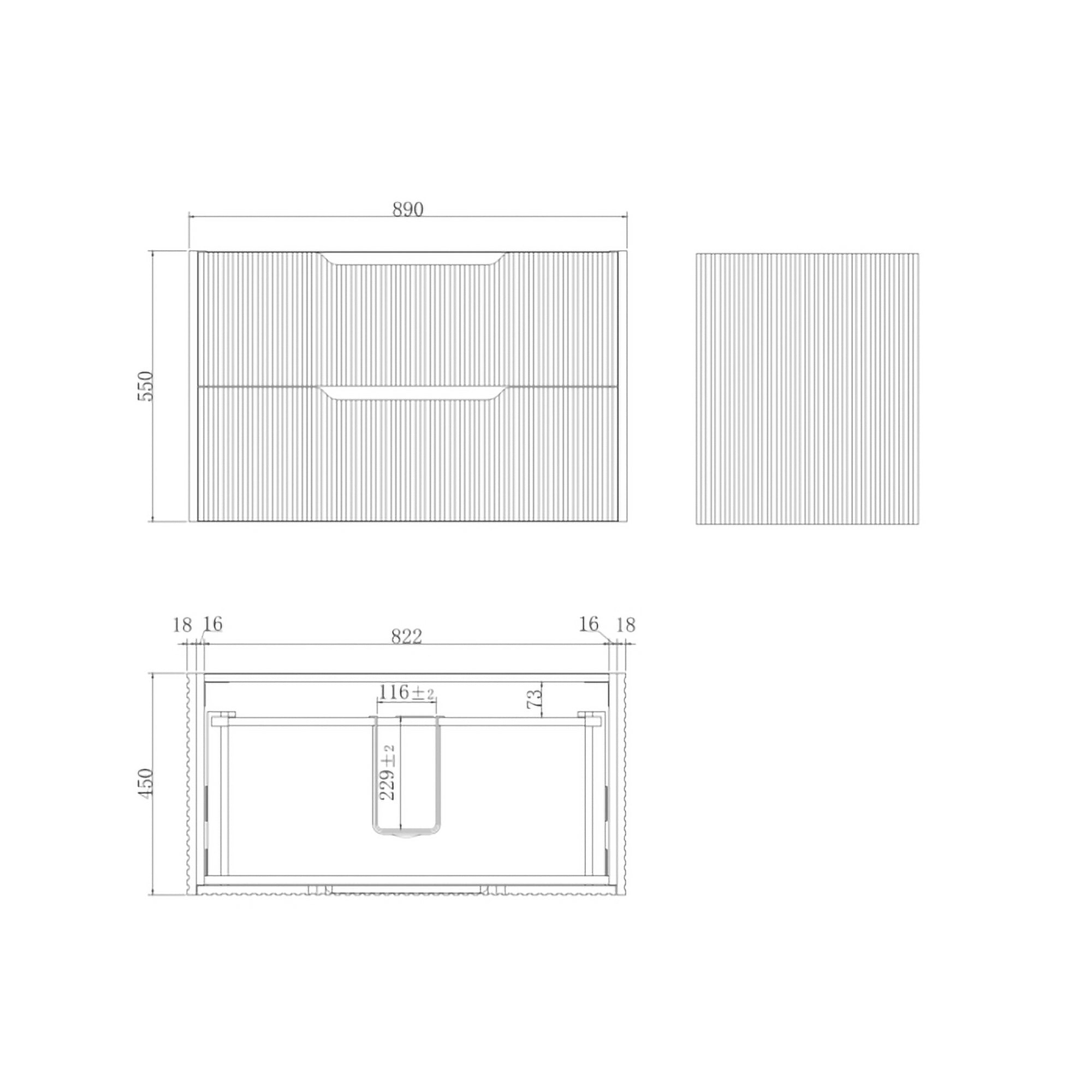 Upgrade your bathroom with the Bali 900mm Wall Hung Vanity. Matt Black finish, fluted design, soft-close drawers and premium top options.-Vanity-Cabinet Only-Ezymall AU