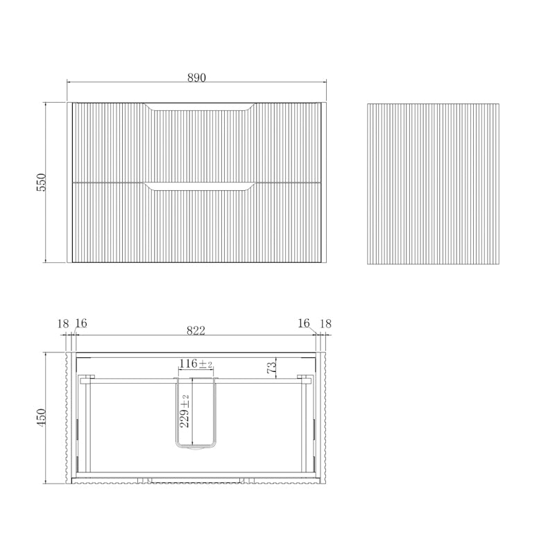 Upgrade your bathroom with the Bali 900mm Wall Hung Vanity. Matt White finish, fluted design, soft-close drawers and premium top options.-Vanity-Cabinet Only-Ezymall AU