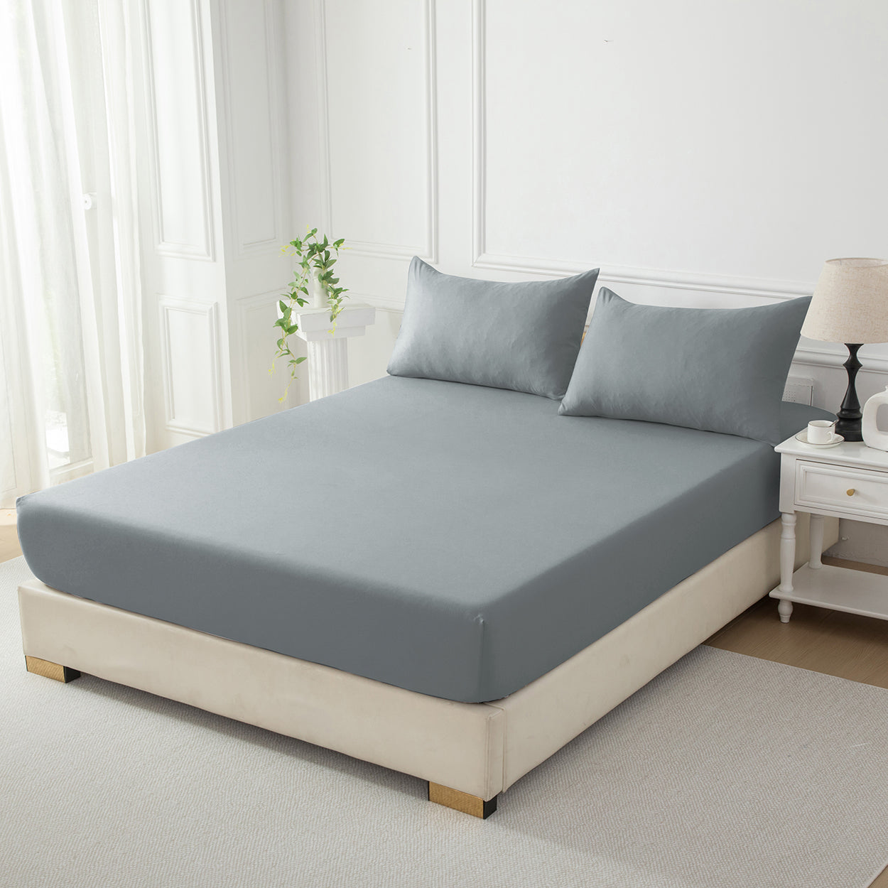 Sleep in softness with our Brushed 75D Premium Microfibre Fitted Sheet, smooth, durable, wrinkle-resistant, and designed for effortless comfort.-Bedding-Single-Ezymall AU