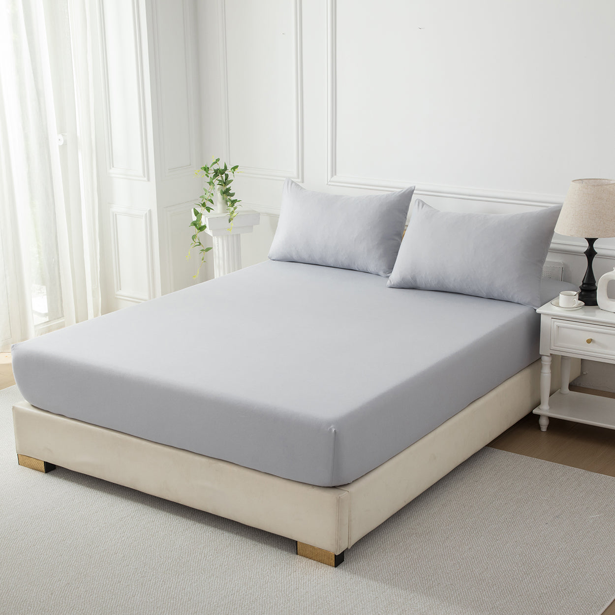 Sleep in softness with our Brushed 75D Premium Microfibre Fitted Sheet, smooth, durable, wrinkle-resistant, and designed for effortless comfort.-Bedding-Single-Ezymall AU