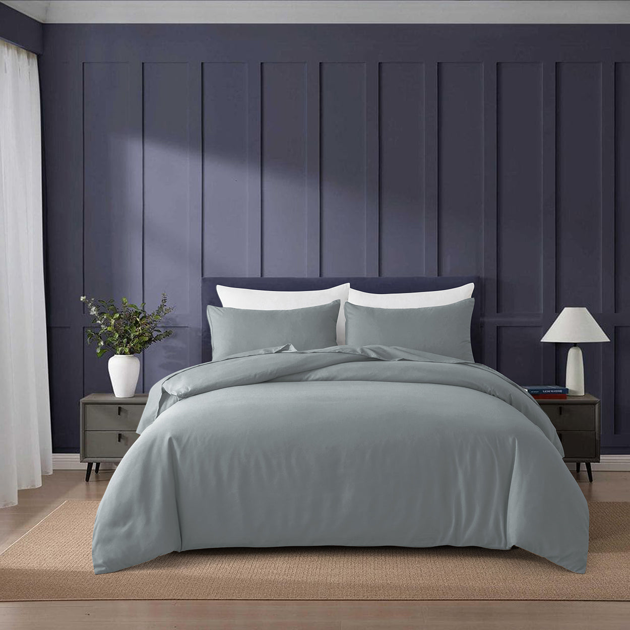Soft brushed 75D microfibre quilt cover set with a velvety finish. Wrinkle-resistant, durable, and elegant. Includes 1 quilt cover and 2 pillowcases.-Bedding-Single-Ezymall AU