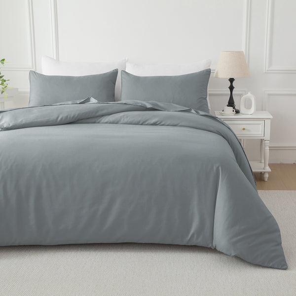 Soft brushed 75D microfibre quilt cover set with a velvety finish. Wrinkle-resistant, durable, and elegant. Includes 1 quilt cover and 2 pillowcases.-Bedding-Single-Ezymall AU
