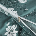 Load image into Gallery viewer, Forest green brushed microfibre quilt cover set with white florals. Elegant, durable, and easy-care. Includes 1 quilt cover and 2 pillowcases.-Bedding-Single-Ezymall AU
