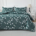 Load image into Gallery viewer, Forest green brushed microfibre quilt cover set with white florals. Elegant, durable, and easy-care. Includes 1 quilt cover and 2 pillowcases.-Bedding-Single-Ezymall AU
