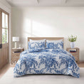 Load image into Gallery viewer, Blue and white floral brushed microfibre quilt cover set. Soft, elegant, and easy-care. Includes 1 quilt cover and 2 pillowcases for year-round comfort.-Bedding-Single-Ezymall AU
