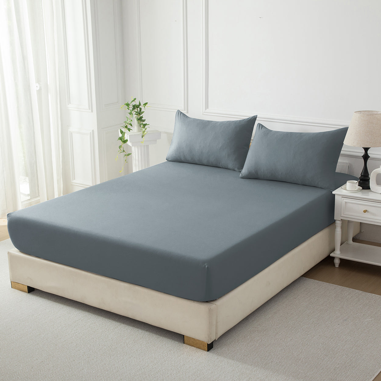 Enjoy soft, breathable comfort with our Premium Cotton Twill Fitted Sheet, durable, elegant, and designed for a smooth, secure fit every night.-Bedding-Single-Ezymall AU