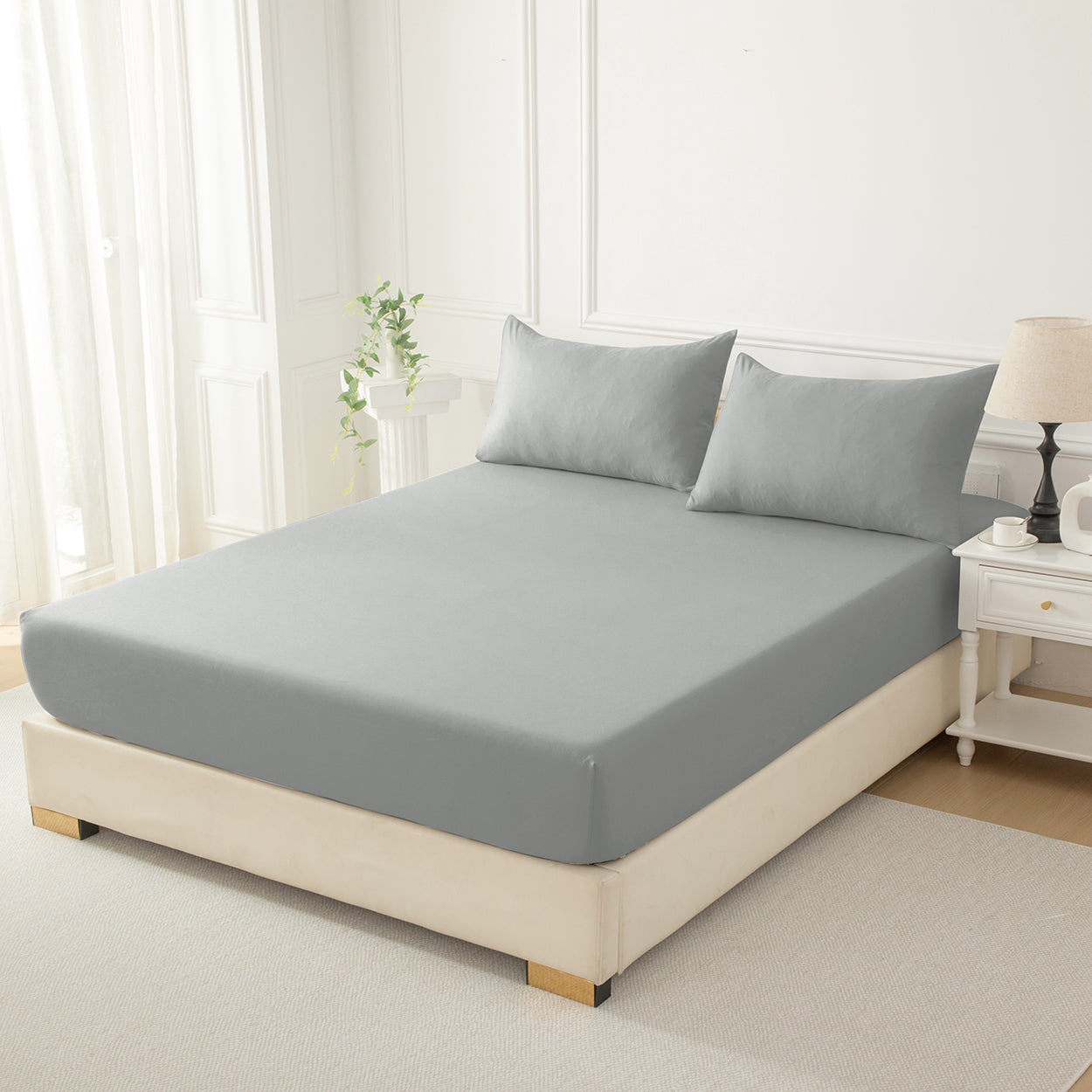 Enjoy soft, breathable comfort with our Premium Cotton Twill Fitted Sheet, durable, elegant, and designed for a smooth, secure fit every night.-Bedding-Single-Ezymall AU