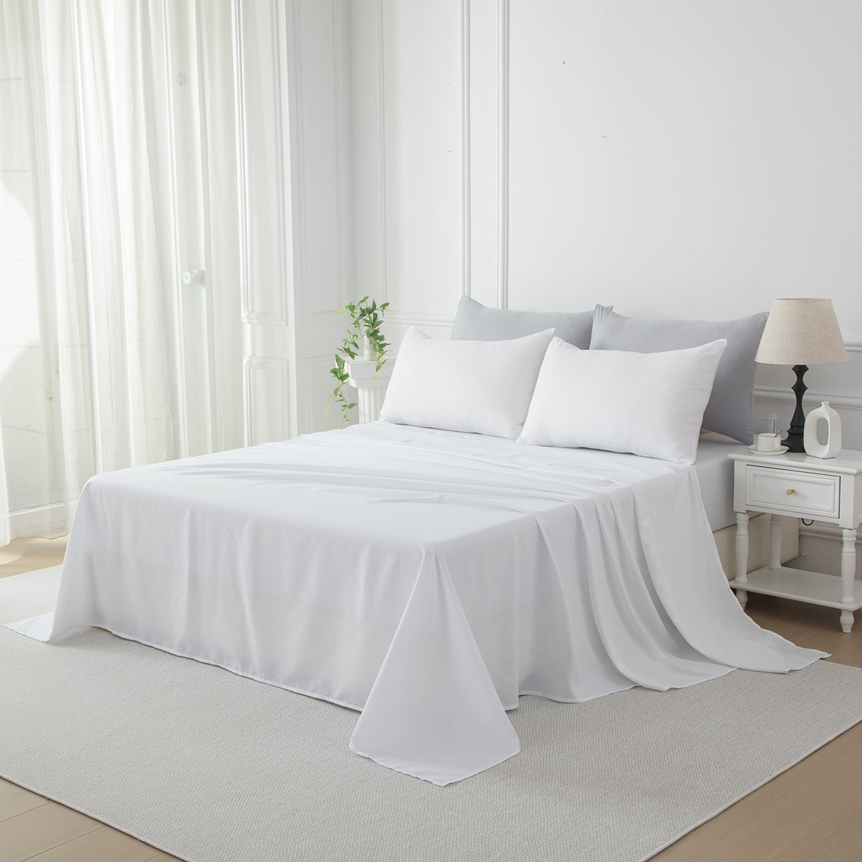 Sleep in breathable comfort with our Premium Cotton Twill Flat Sheet, soft, strong, and beautifully woven for timeless elegance and lasting quality.-Bedding-Single-Ezymall AU