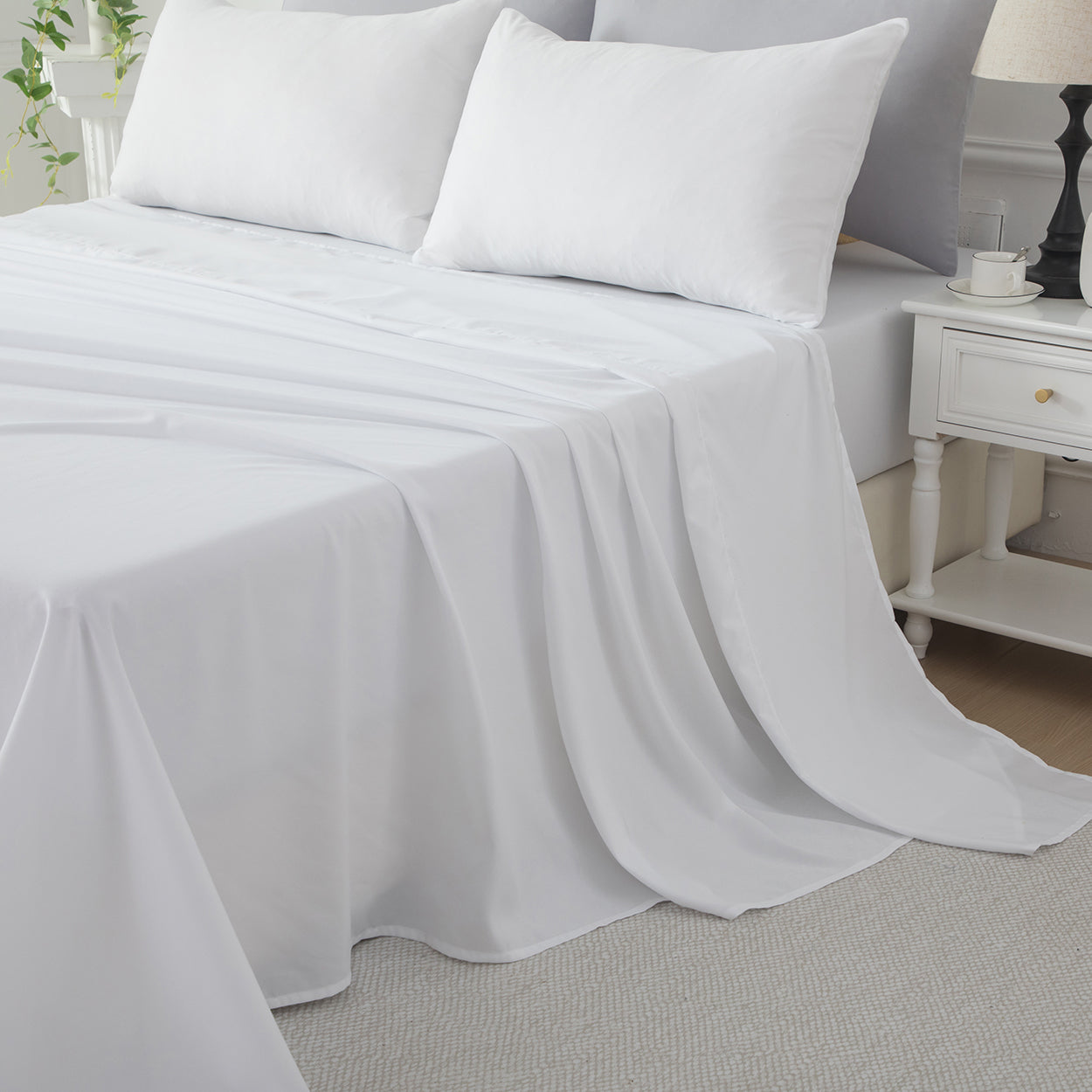 Sleep in breathable comfort with our Premium Cotton Twill Flat Sheet, soft, strong, and beautifully woven for timeless elegance and lasting quality.-Bedding-Single-Ezymall AU