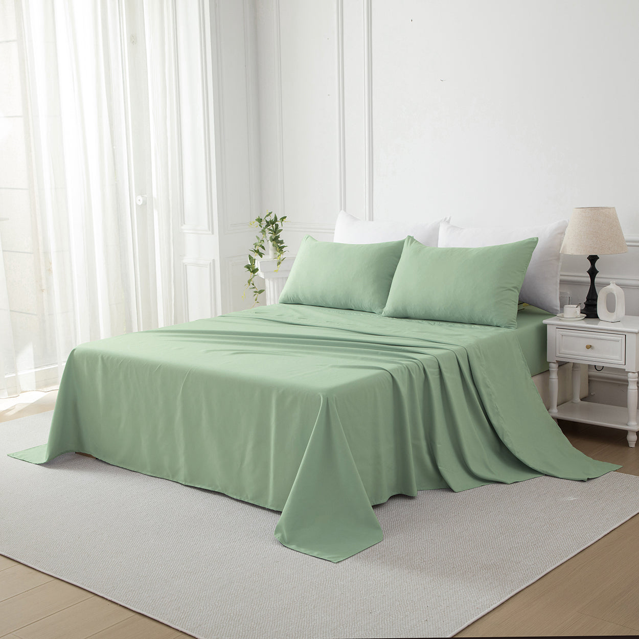 Sleep in breathable comfort with our Premium Cotton Twill Flat Sheet, soft, strong, and beautifully woven for timeless elegance and lasting quality.-Bedding-Single-Ezymall AU