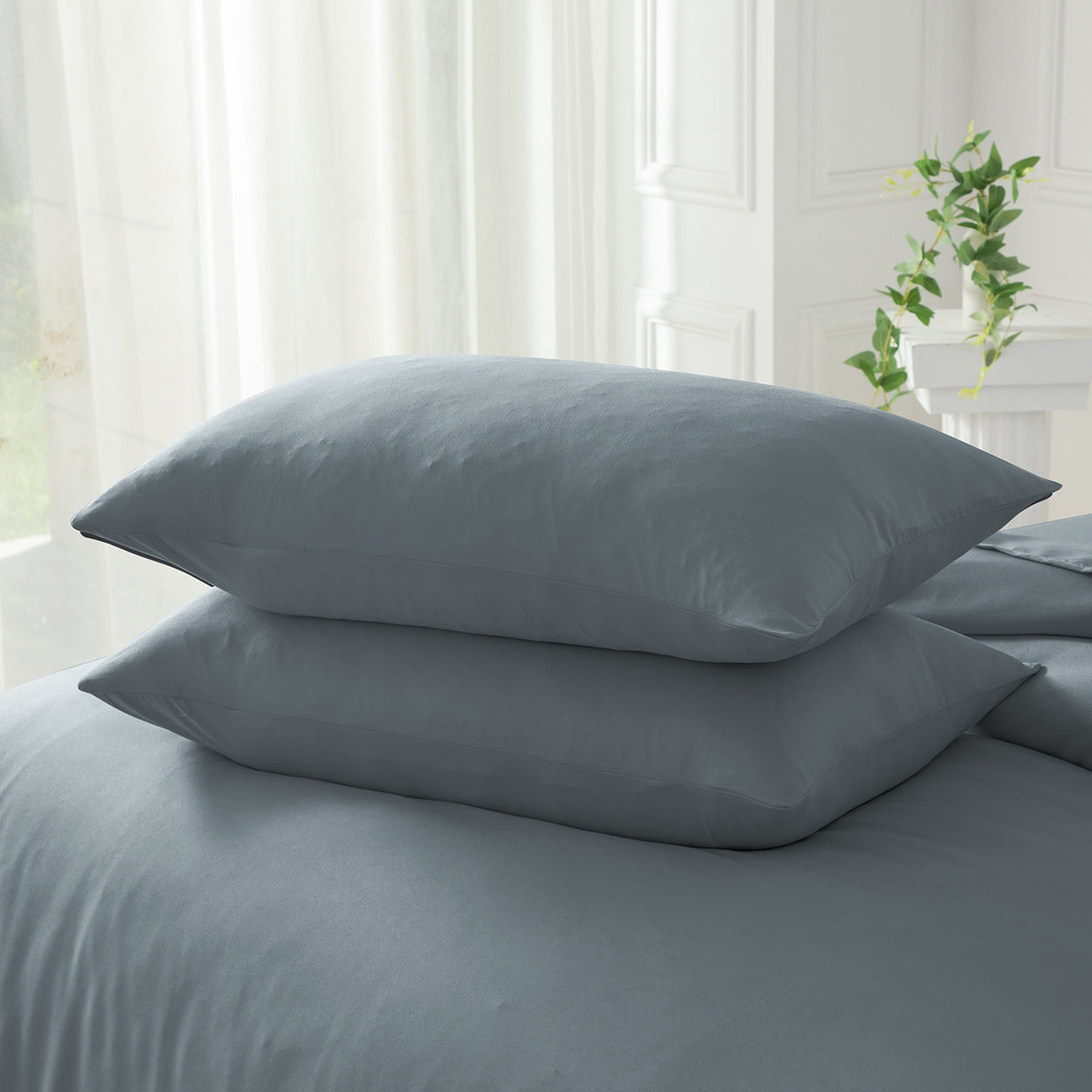 Experience lasting comfort with our Premium Cotton Pillowcase Set, soft, breathable, and beautifully woven for strength and timeless style.-Bedding-Ezymall AU