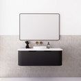 Load image into Gallery viewer, 1200mm matte black fluted wall hung vanity with soft curved corners. Modern design with optional stone tops, perfect for contemporary bathrooms.-Vanity-Cabinet Only-Ezymall AU
