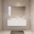 Load image into Gallery viewer, 1500mm matte white fluted wall hung double bowl vanity with soft curved corners. Modern design with optional stone tops, perfect for contemporary bathrooms.-Vanity-Cabinet Only-Ezymall AU
