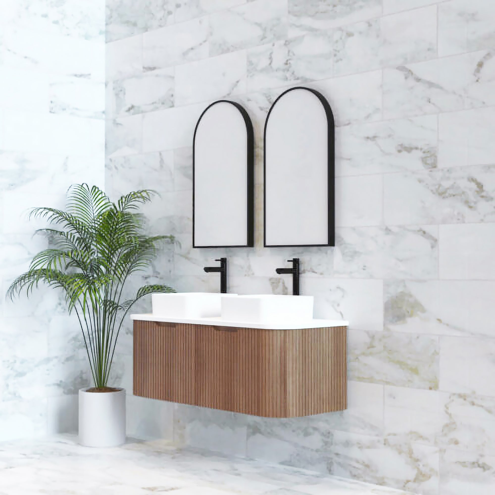 1500mm matte solid timber wall hung vanity with soft curved corners. Modern design with optional stone tops, perfect for contemporary bathrooms.-Vanity-Cabinet Only-Ezymall AU