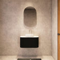 Load image into Gallery viewer, 750mm matte black fluted wall hung vanity with soft curved corners. Modern design with optional stone tops, perfect for contemporary bathrooms.-Vanity-Cabinet Only-Ezymall AU
