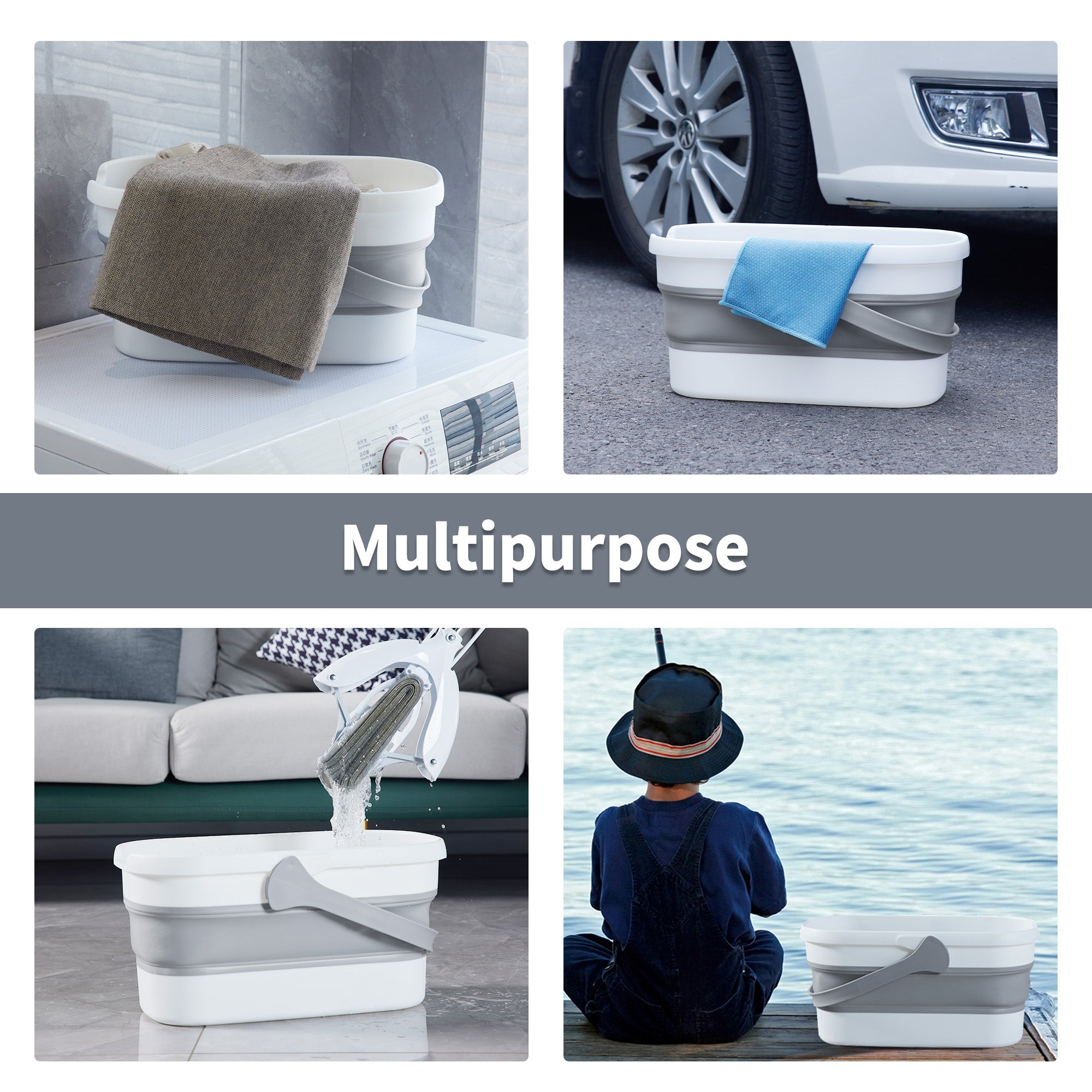 Get the BOOMJOY Collapsible Bucket in navy. This 14L foldable multipurpose water bucket is perfect for saving space. Order now for easy storage!-Cleaning Products-Ezymall AU