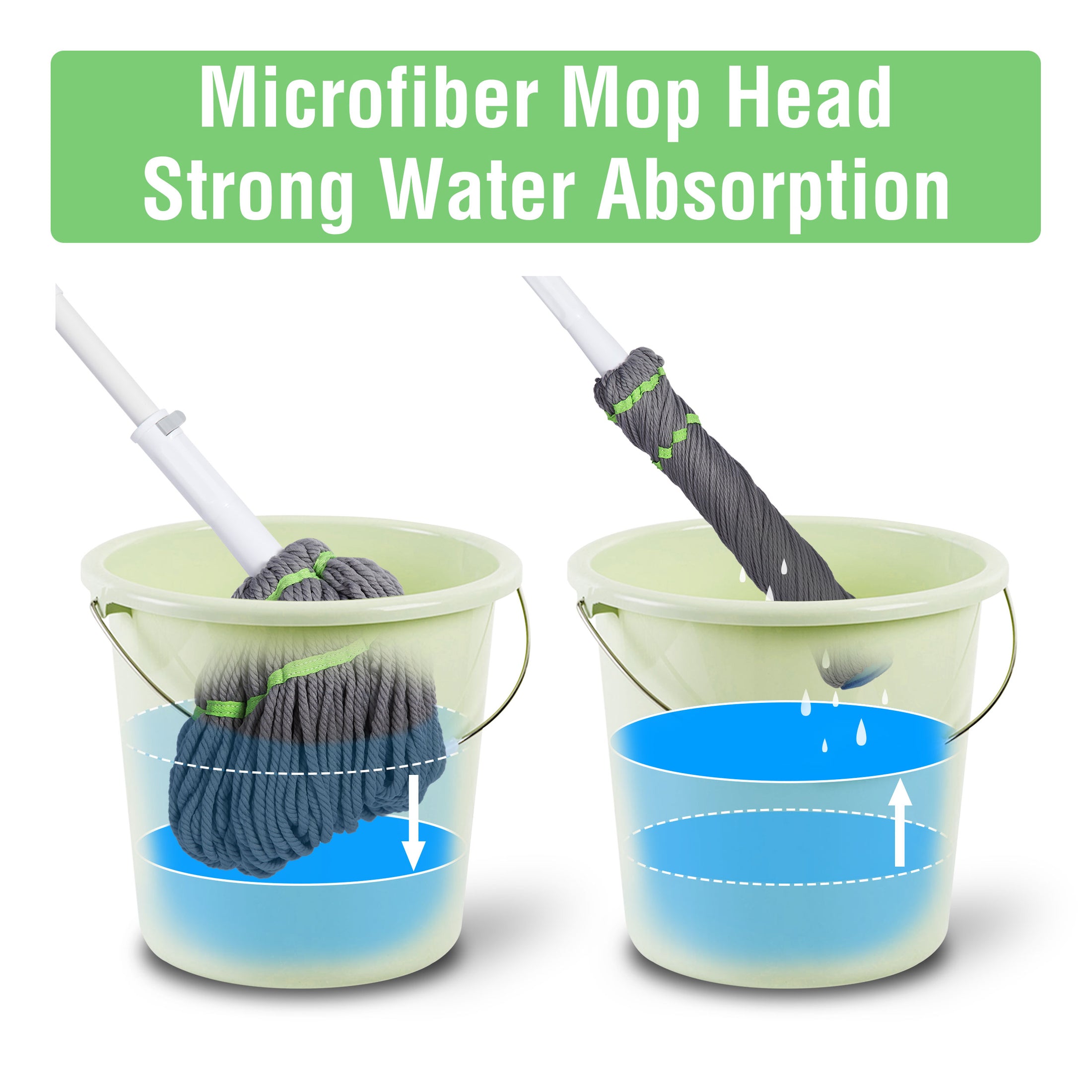 BOOMJOY Hand-Free Twist Mop with Adjustable Handle and 2 Extra Microfiber Refills. Keep your floors clean with ease. Shop now at Ezymall!-Cleaning Products-Ezymall AU